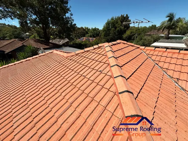 Blackburn cement tile roof after pressure cleaning and preparation