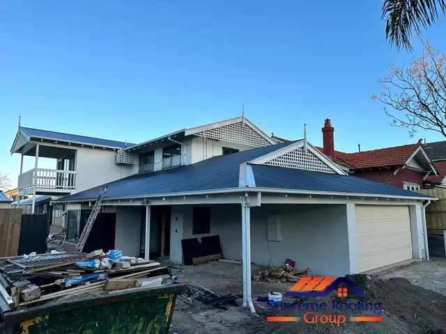 Second completed elevation of the Bluestone metal roof in Brighton