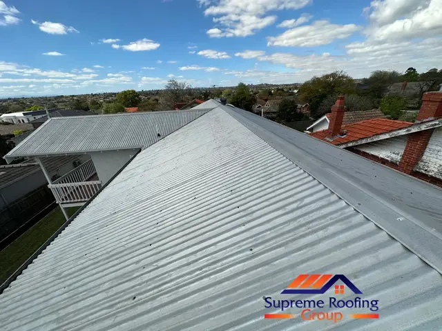 Prepared Brighton corrugated metal roof coated with metal primer
