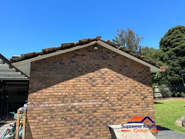 Both sides of a Croydon Hills gable prepared for rebedding and repointing