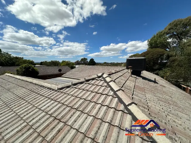 Prepared Croydon Hills tiled roof before Woodland Grey coating