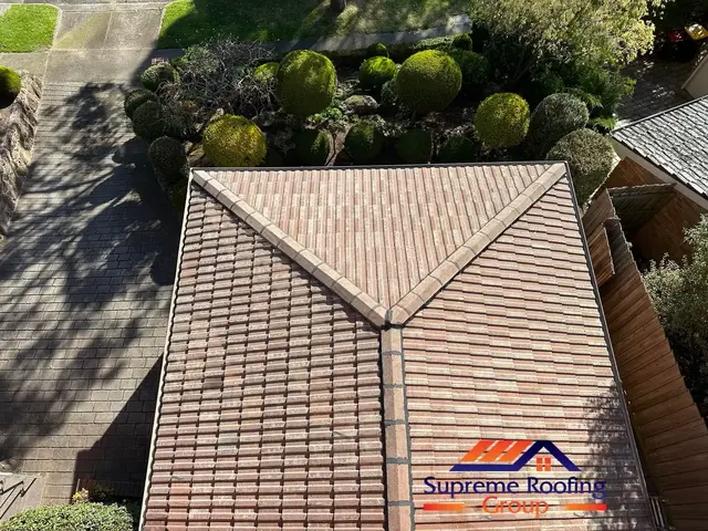 Overhead view of the Doncaster East roof before cleaning and repairs