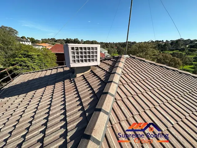 Original ridge capping and pointing condition on a Doncaster East roof