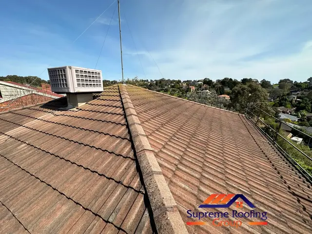 Weathered cement tile roof surface before cleaning in Doncaster East