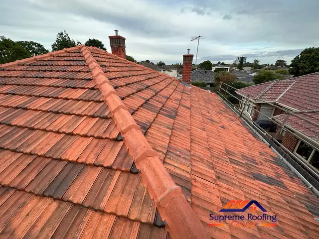 Re-bedded and repointed ridge and hip capping in Elsternwick