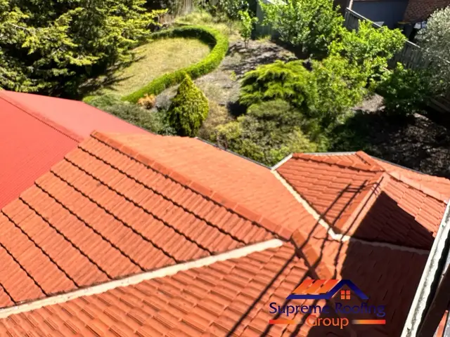 Eltham terracotta roof after cleaning and before final ridge work