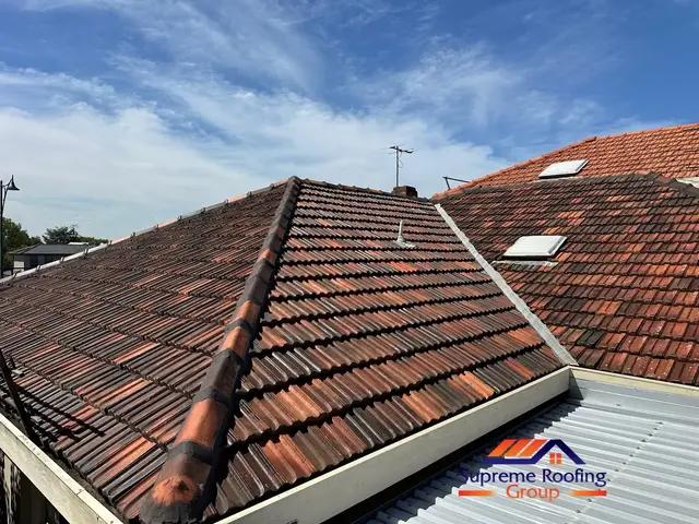 Completed Mont Albert terracotta roof restoration with clear tile watercourses