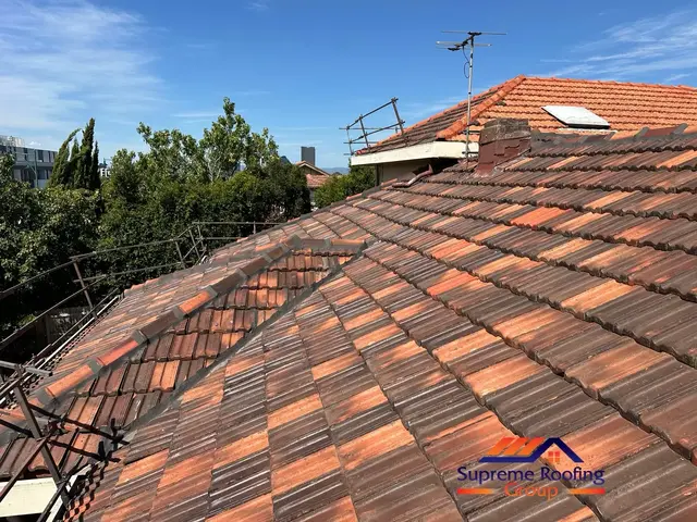 Restored natural terracotta roof after cleaning and repairs in Mont Albert