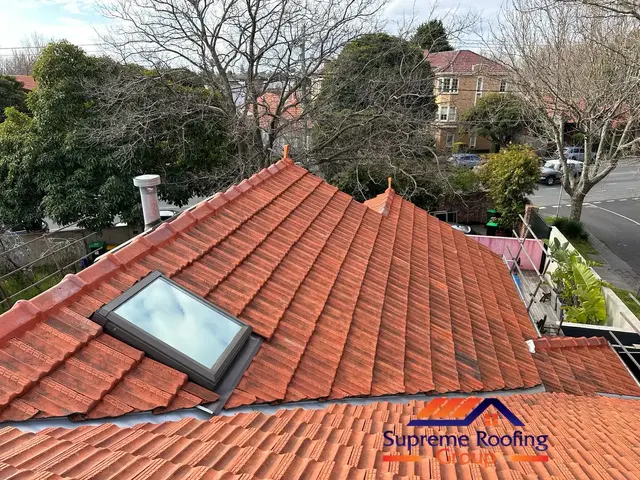 Cleaned natural terracotta roof after pressure washing in St Kilda