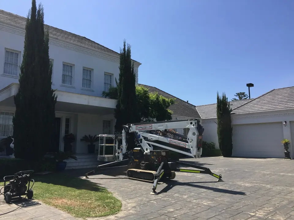 Access equipment positioned at the Templestowe home before roof restoration