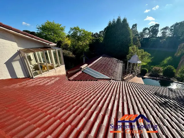 Rust colour coating applied to the rear roof planes in Wantirna South