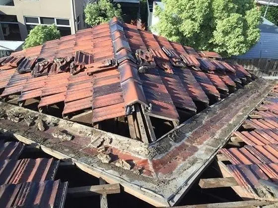 Tiled roof opened for targeted repair work in Melbourne