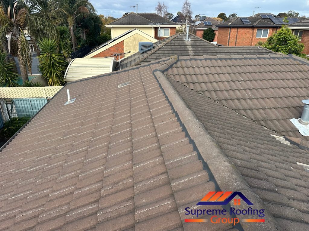 Completed repointing along the Bentleigh East roof ridge and gable capping