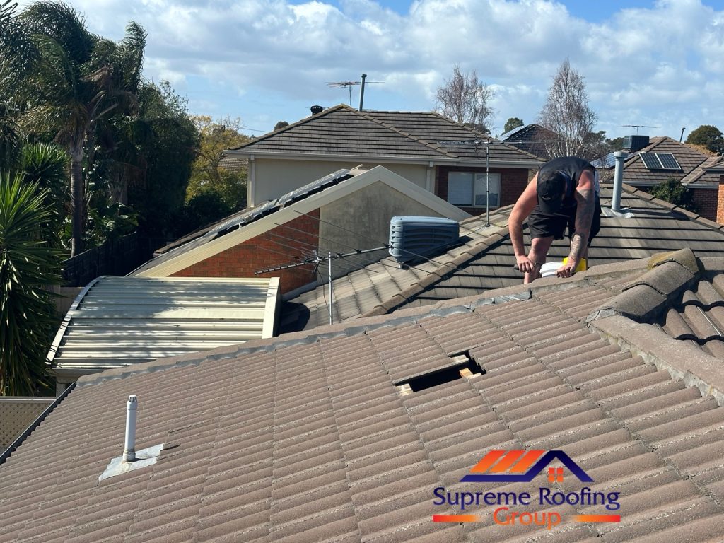 Supreme Roofing Group carrying out ridge repointing at the Bentleigh East project