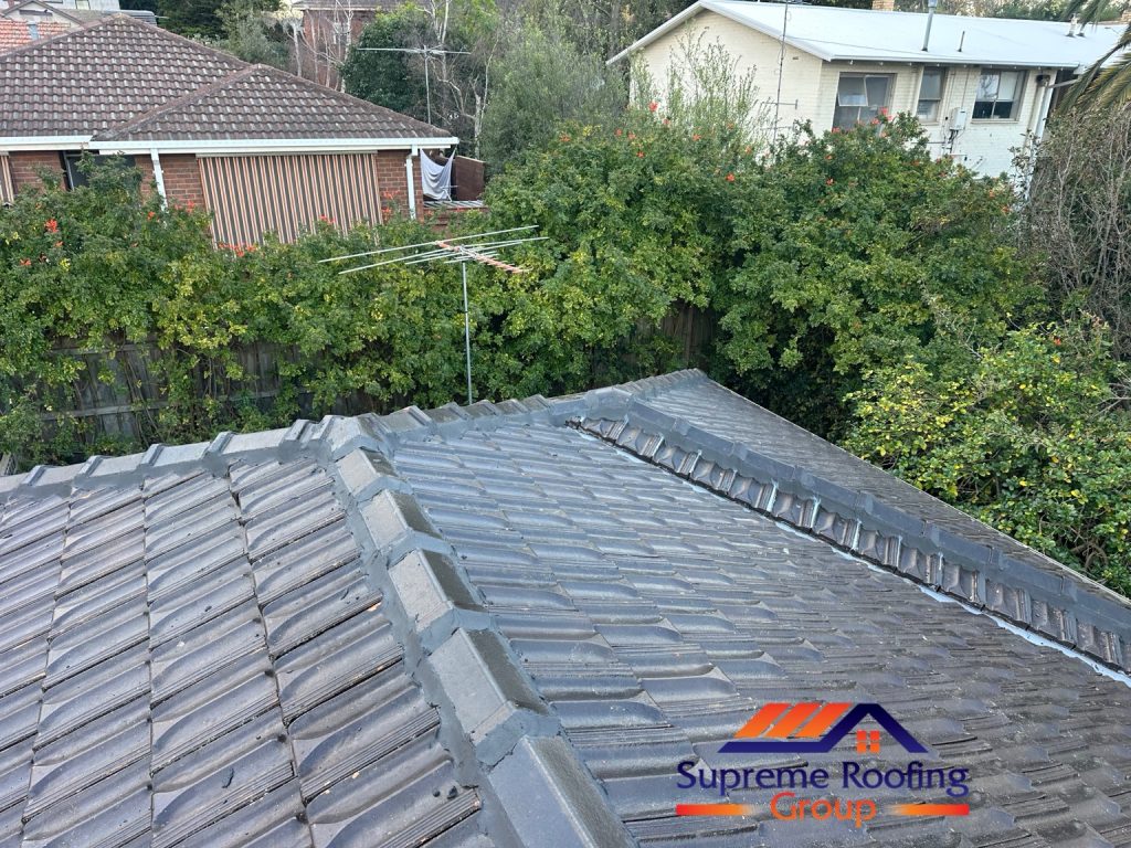 Cleaned roof slope and hip capping after the Camberwell repairs