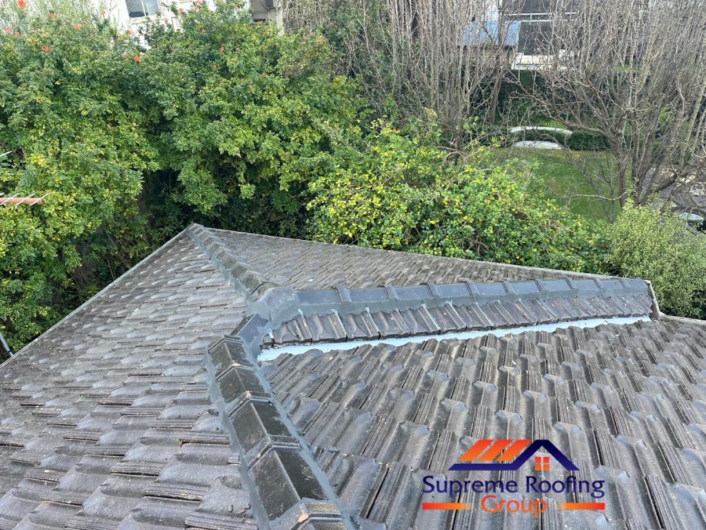Overview of the cleaned Camberwell roof and renewed hip pointing