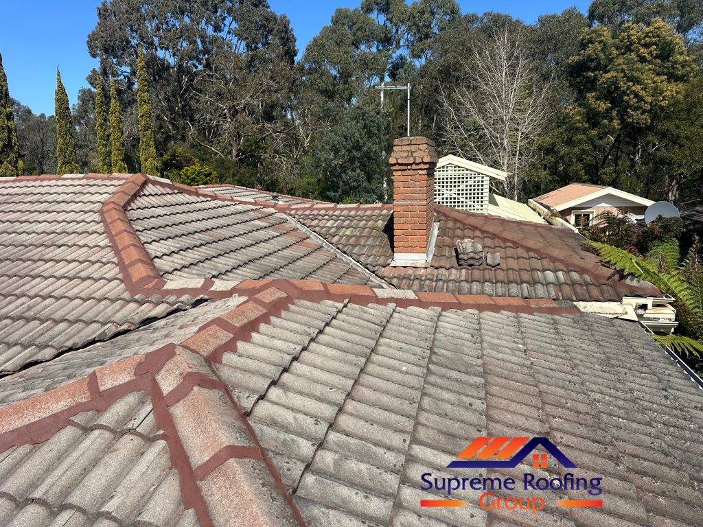 Completed Mount Waverley tiled roof after repointing, storm seals and tile repairs