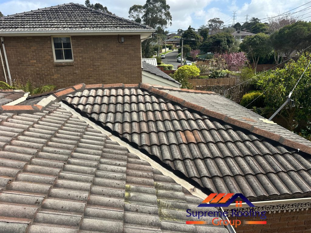 Mount Waverley tiled roof before repointing and valley repairs