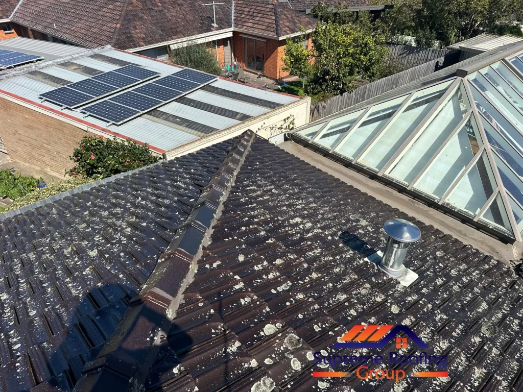 Original hip pointing beside the glazed roof section in Donvale