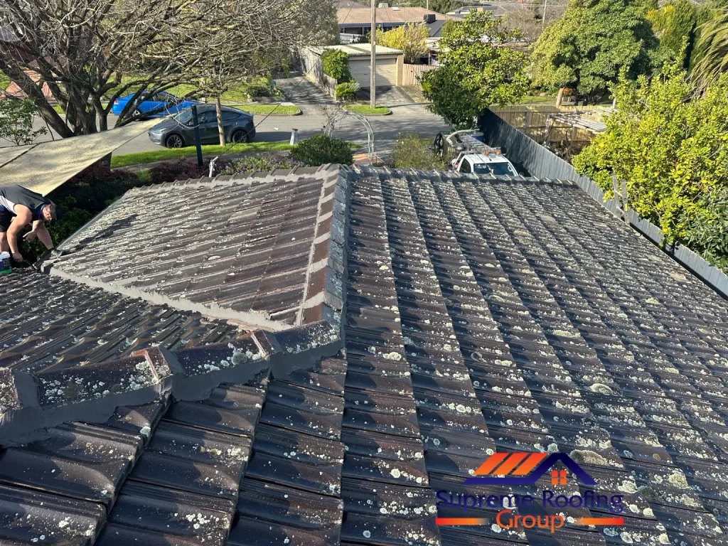 Repointed ridge and hip capping across the existing Donvale tiled roof