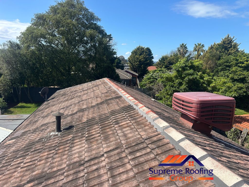 Cleaned Rowville roof with renewed ridge pointing before the Monument coating