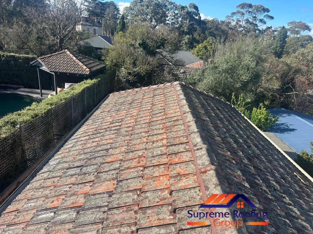 Completed hip capping repointing on the rear terracotta roof
