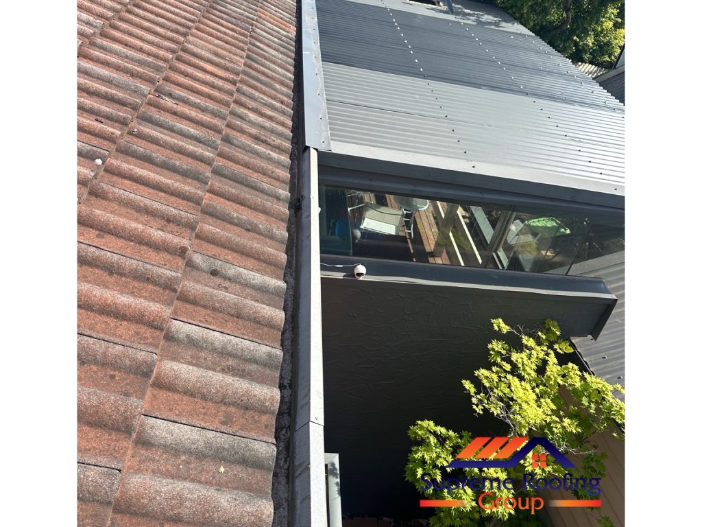 Gutter alongside the Croydon Hills tiled roof and adjoining covered area