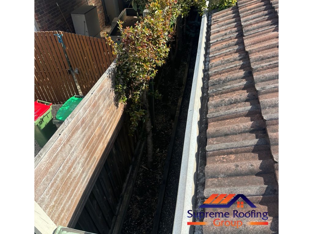 Open gutter channel along the side of the Croydon Hills tiled roof
