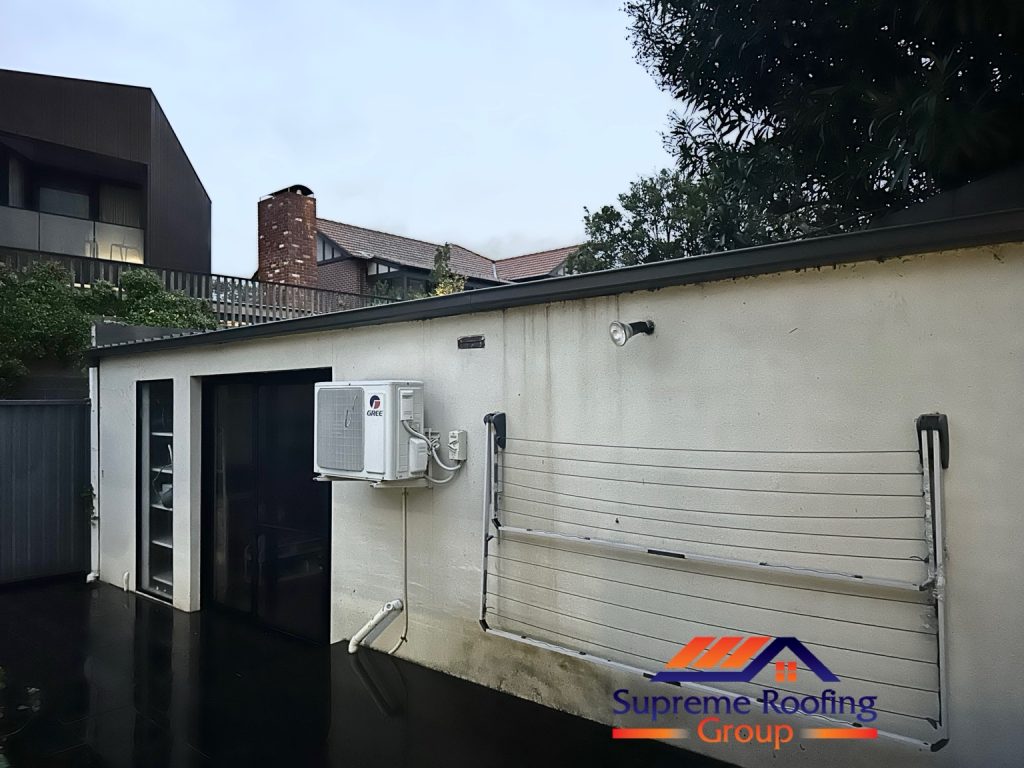 Replacement guttering along the roof edge at the Toorak property